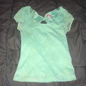 Teal lace T shirt